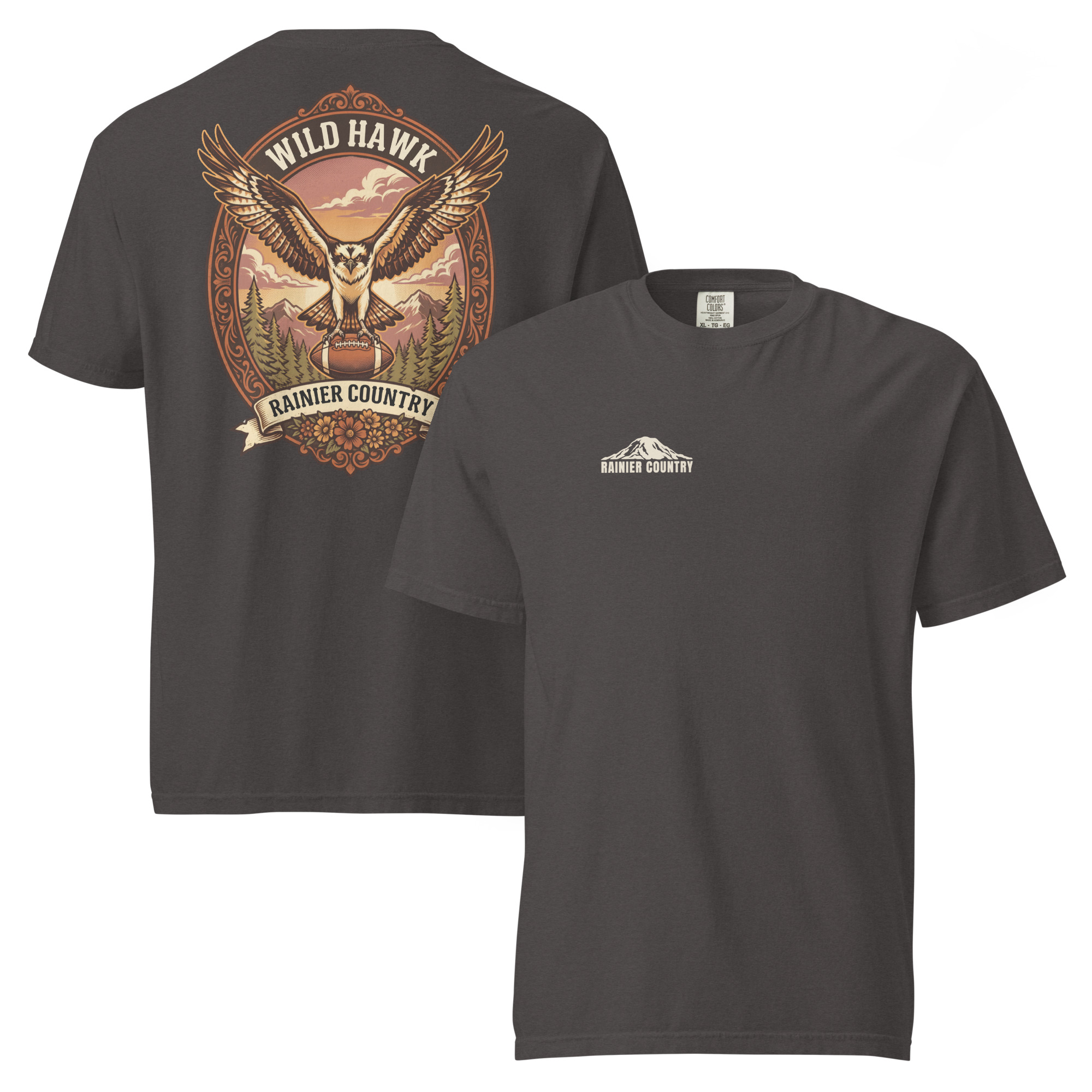 Wild Hawk tee in Graphite — Rainier Country Heritage Series