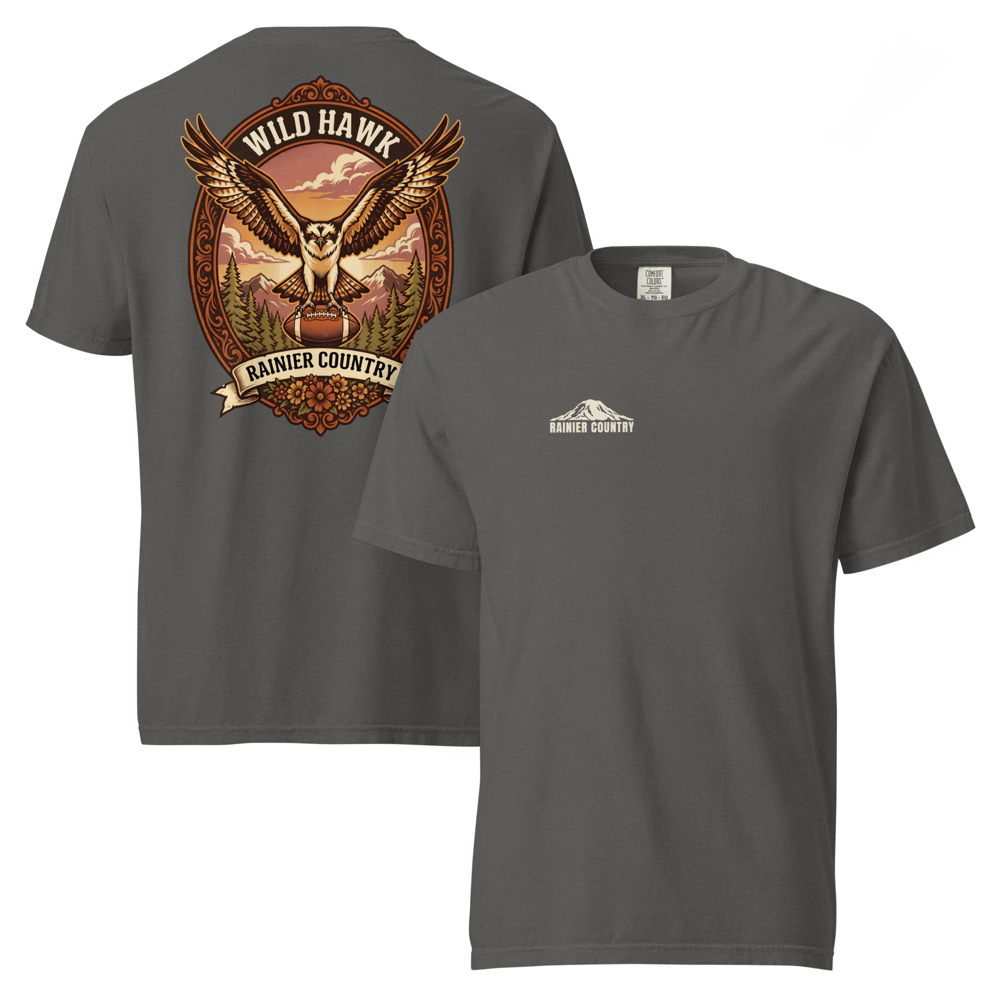 Wild Hawk tee in Pepper — Rainier Country Heritage Series