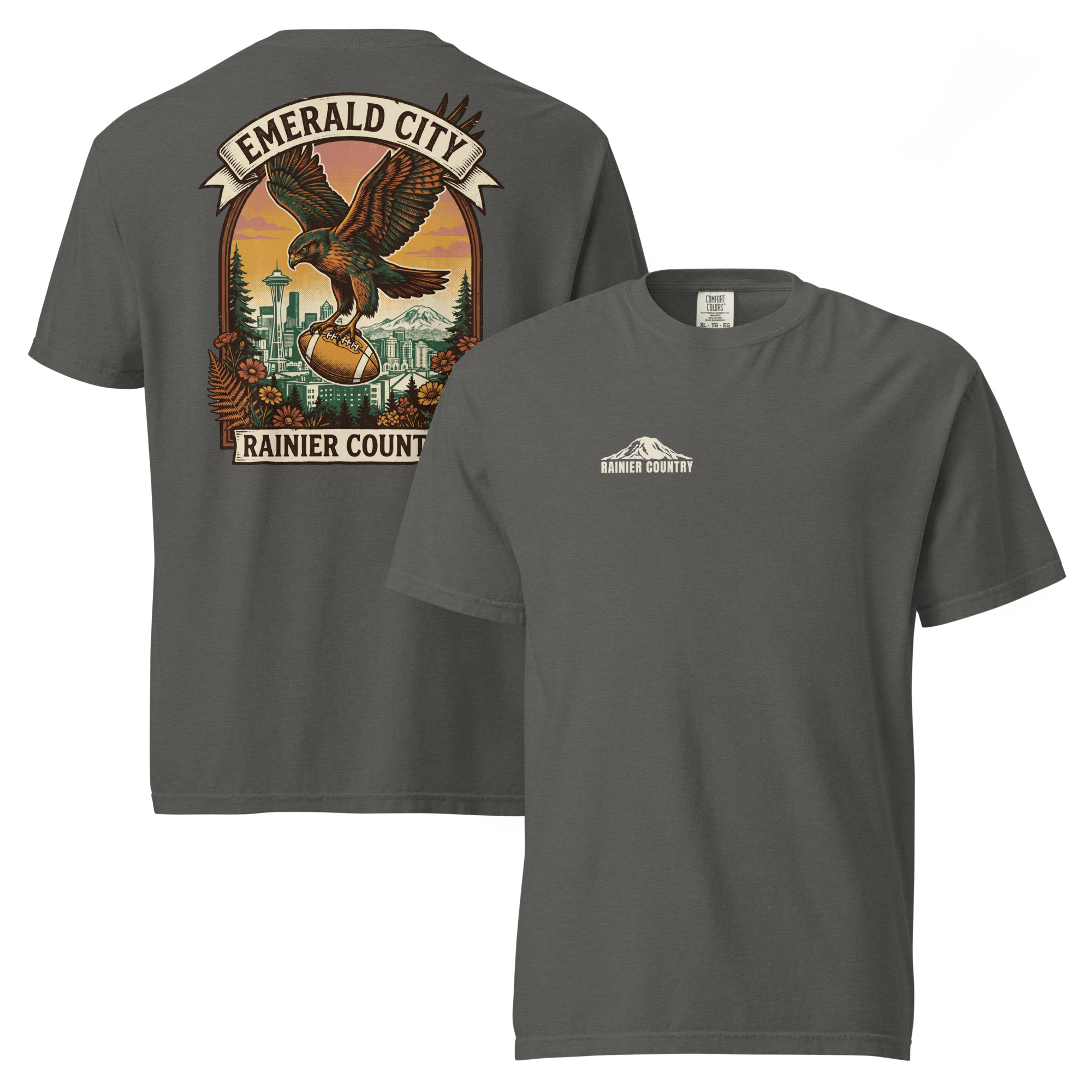 Emerald City tee in Pepper — Rainier Country Heritage Series