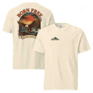 Born Free Rainier Country tee in Ivory — front and back