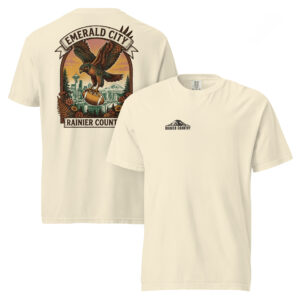 Emerald City Rainier Country tee in Ivory — front and back