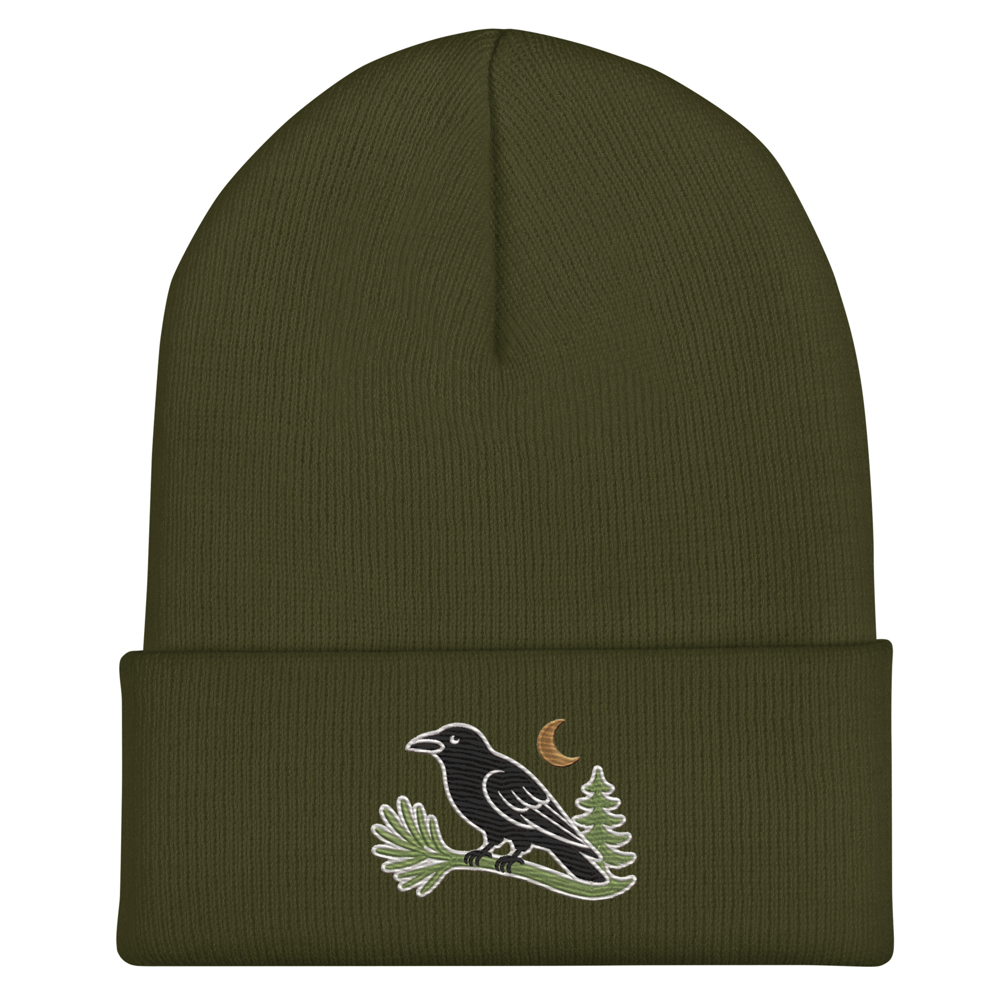 Murder & Moss Embroidered Raven Beanie | PNW Cuffed Beanie