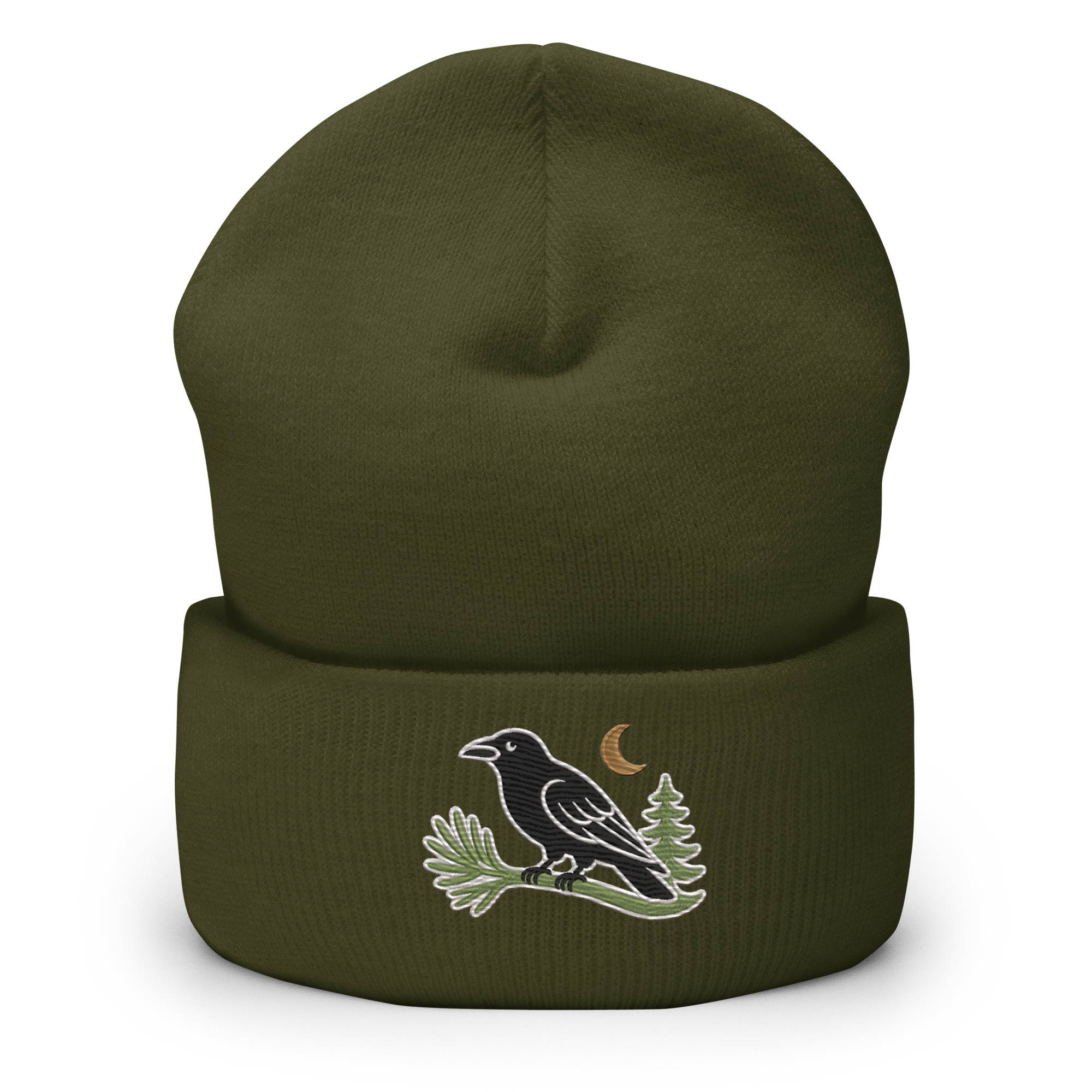Murder & Moss Embroidered Raven Beanie | PNW Cuffed Beanie - Image 5