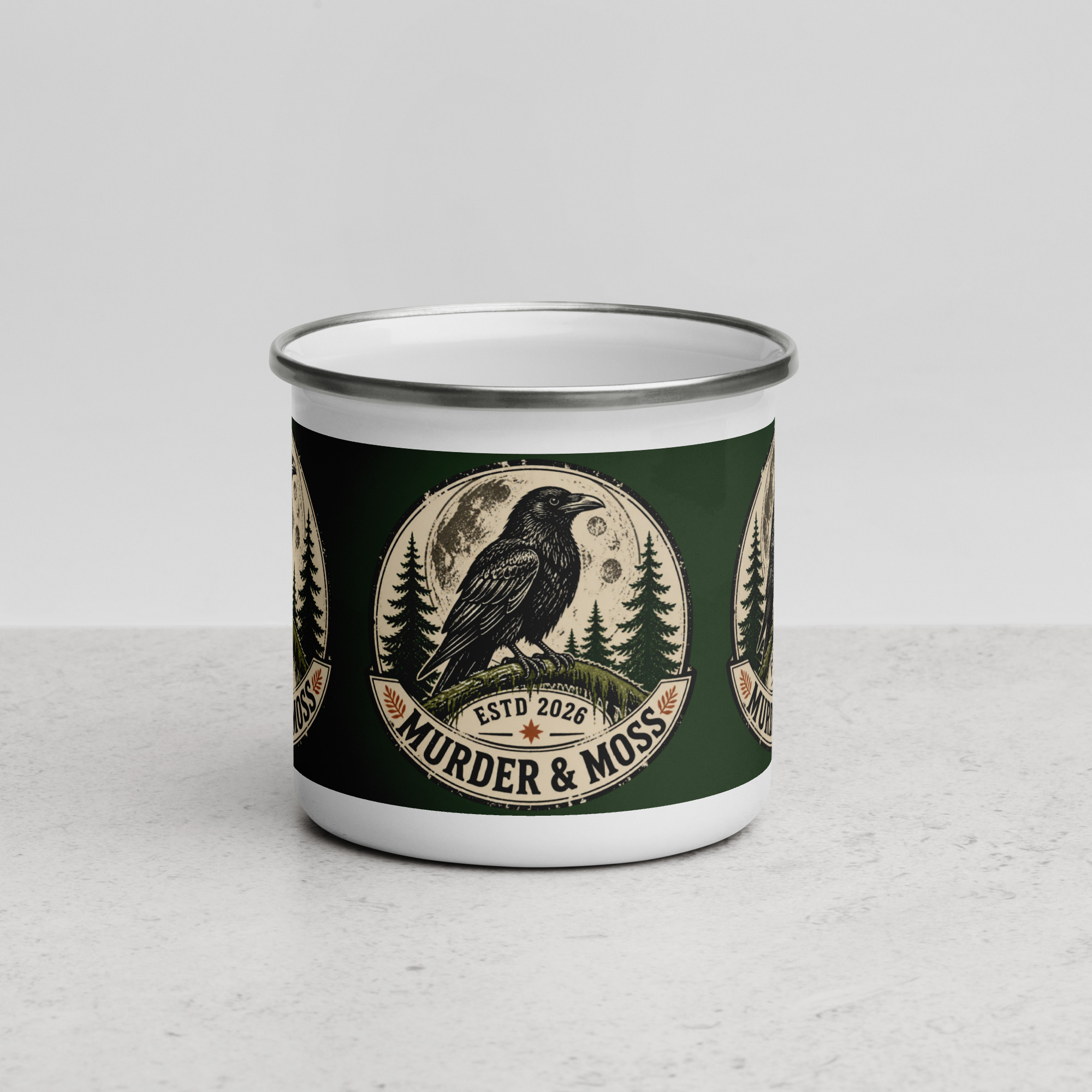 Murder & Moss Enamel Camp Mug | PNW Raven Mug | 12 oz - Image 8
