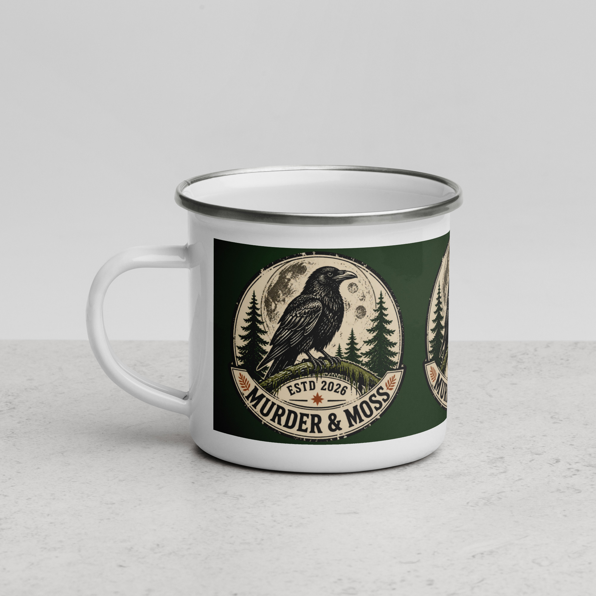 Murder & Moss Enamel Camp Mug | PNW Raven Mug | 12 oz - Image 7
