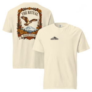 The Ritual Rainier Country tee in Ivory — front and back