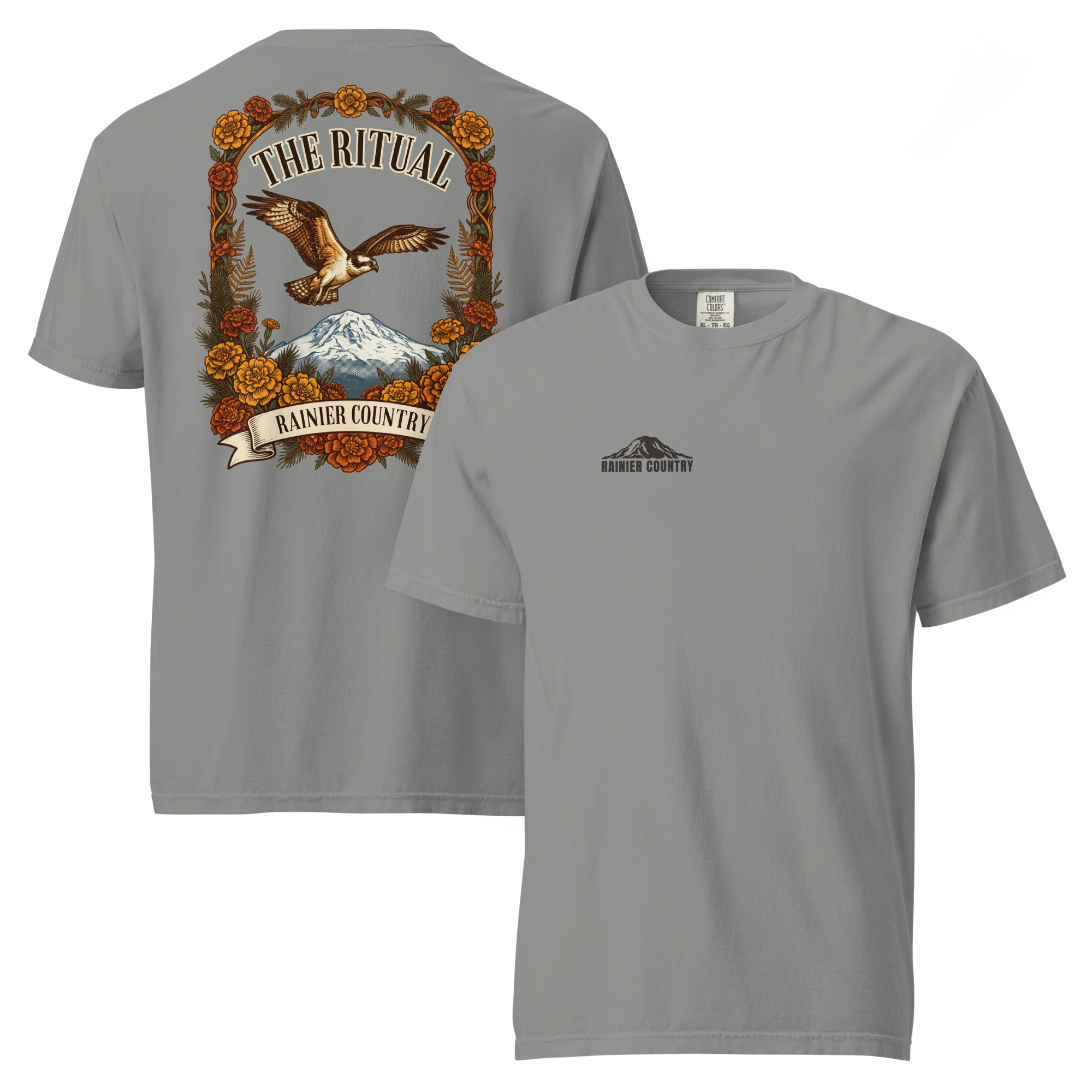 The Ritual Rainier Country tee in Grey — front and back